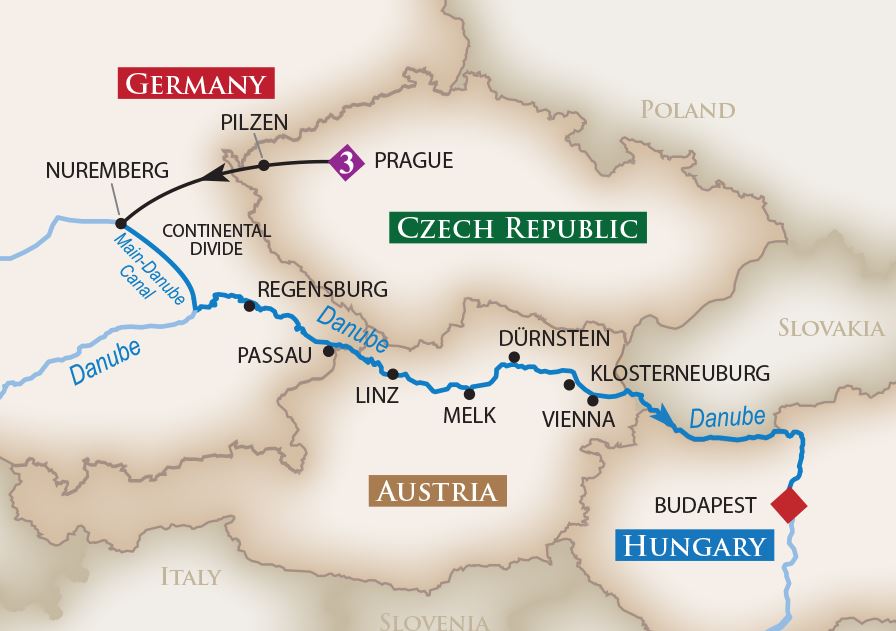 danube cruise map